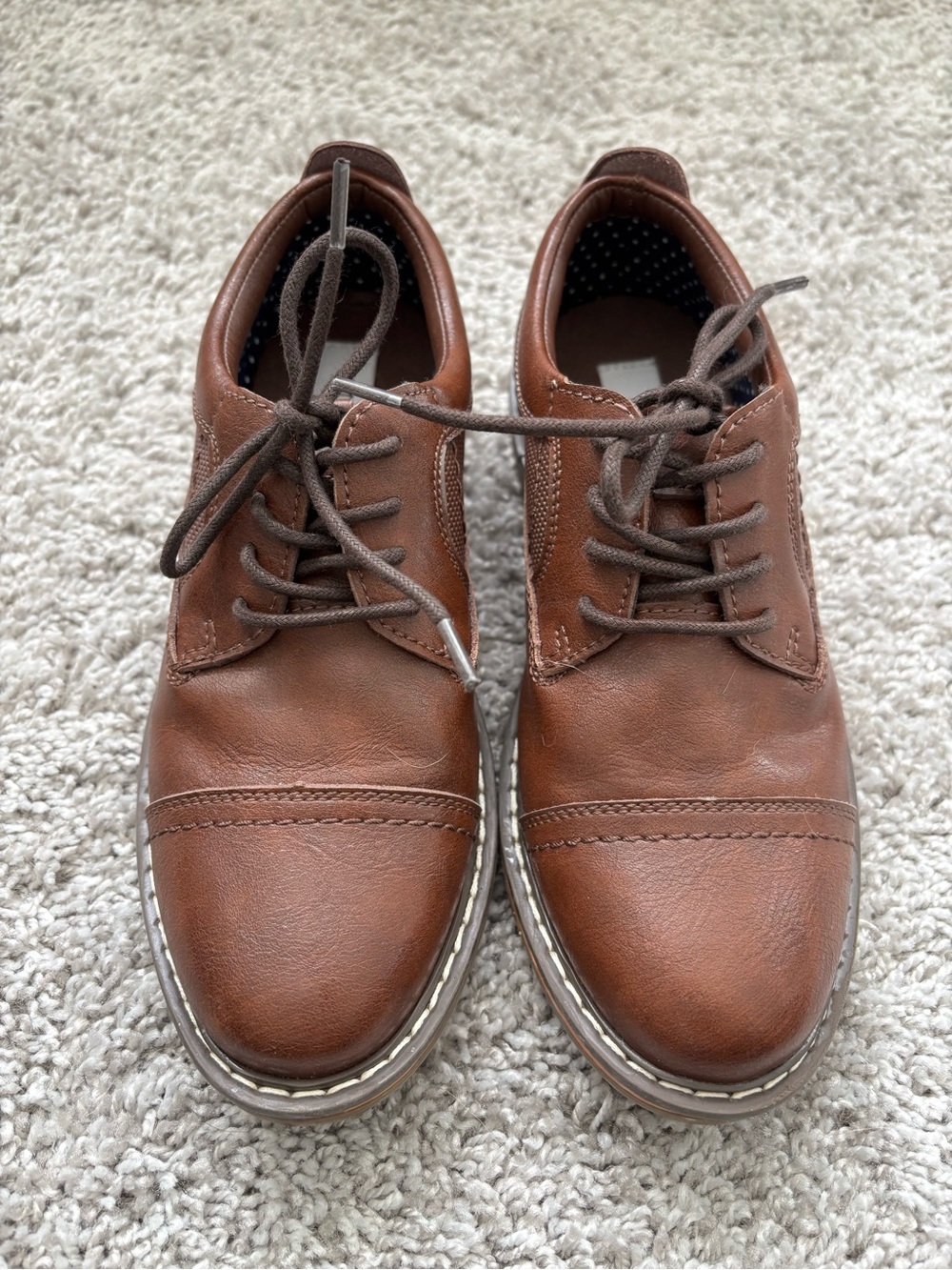 Steve Madden Brown Leather Lace-Up Oxford Shoes Kids Size 7